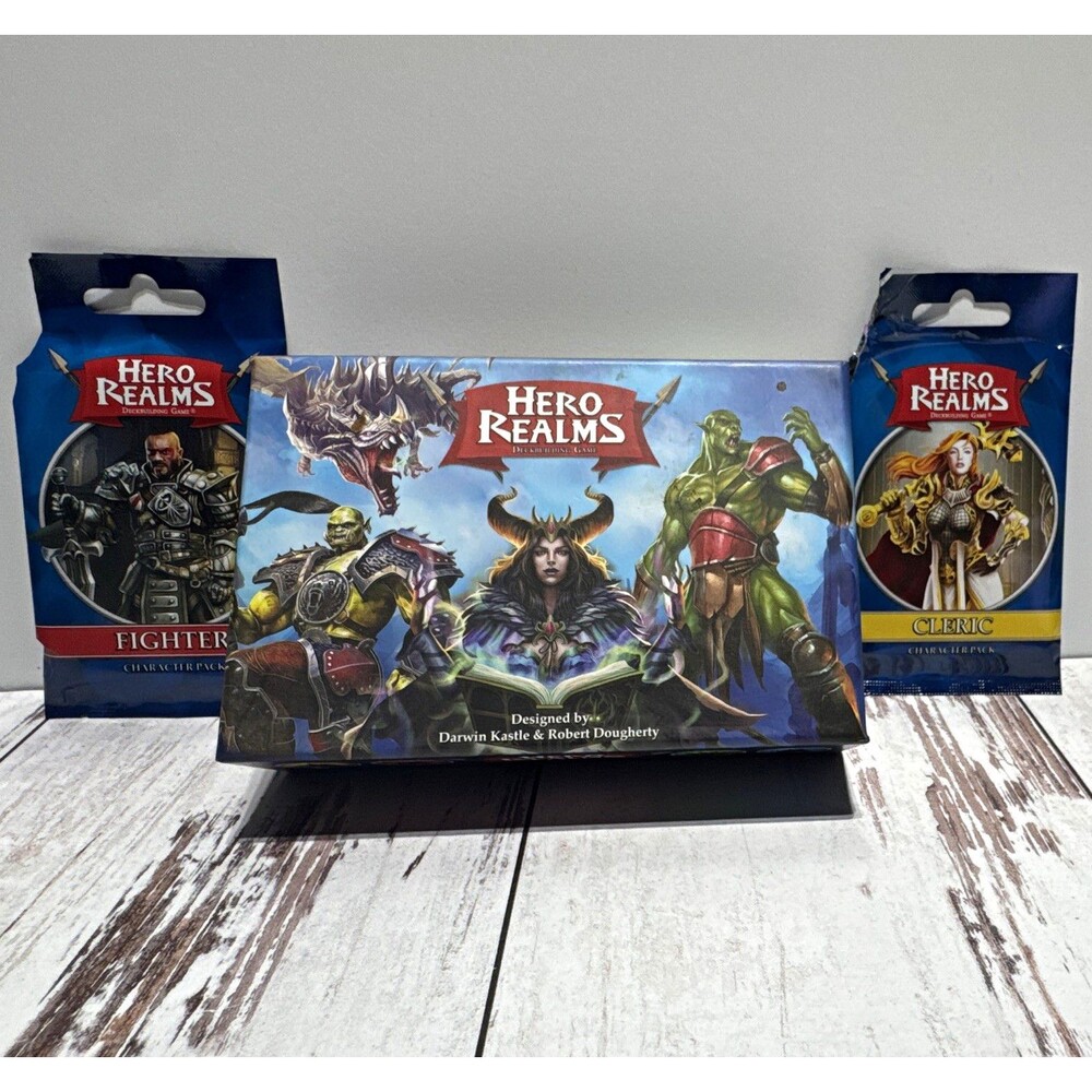 White Wizard Games Hero Realms Deckbuilding Game Base Set + Fighter & Cleric